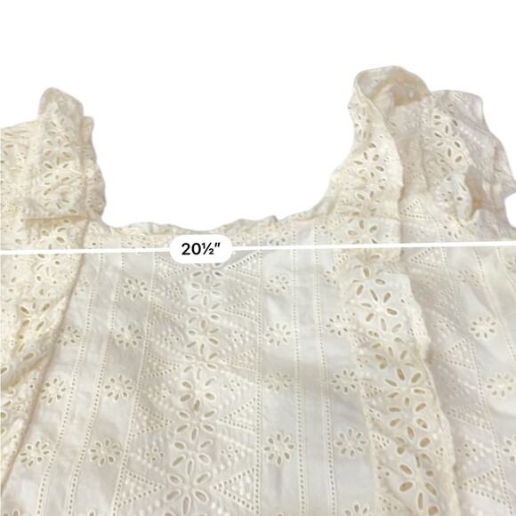 Spartina 449 Taralynn Eyelet Top Pearl White Puff Sleeve Blouse Size extra large - Picture 7 of 11